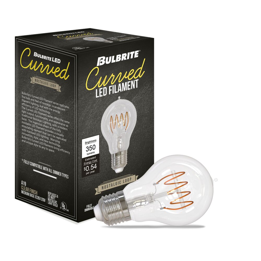 776514 - Filaments Dimmable A19 Clear Medium Base LED Light Bulb - 4.5 Watt - 2100K - 4 Pack