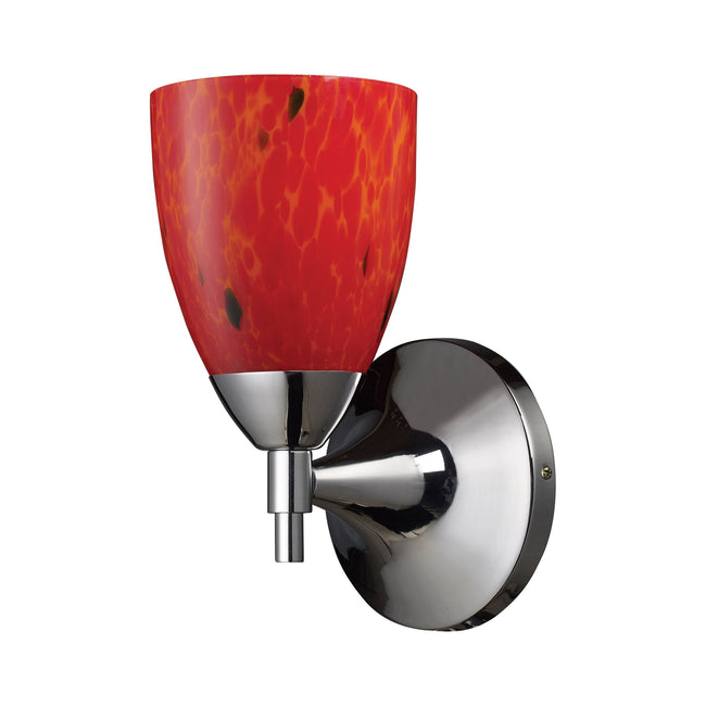 ELK Lighting 10150/1PC-FR - Celina 5" Wide 1-Light Wall Lamp in Polished Chrome with Fire Red Glass