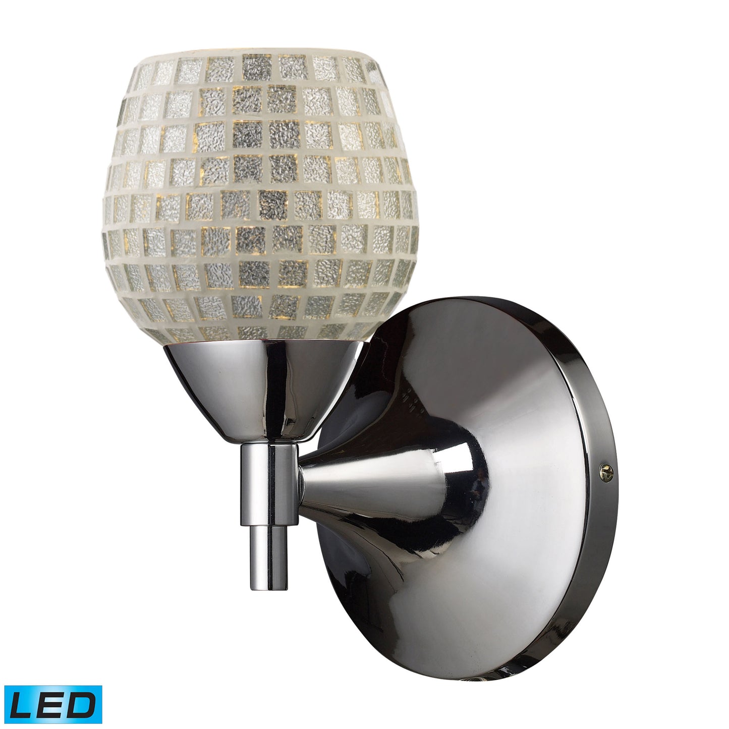 ELK Lighting 10150/1PC-SLV-LED - Celina 5" Wide 1-Light Wall Lamp in Polished Chrome with Silver Gl