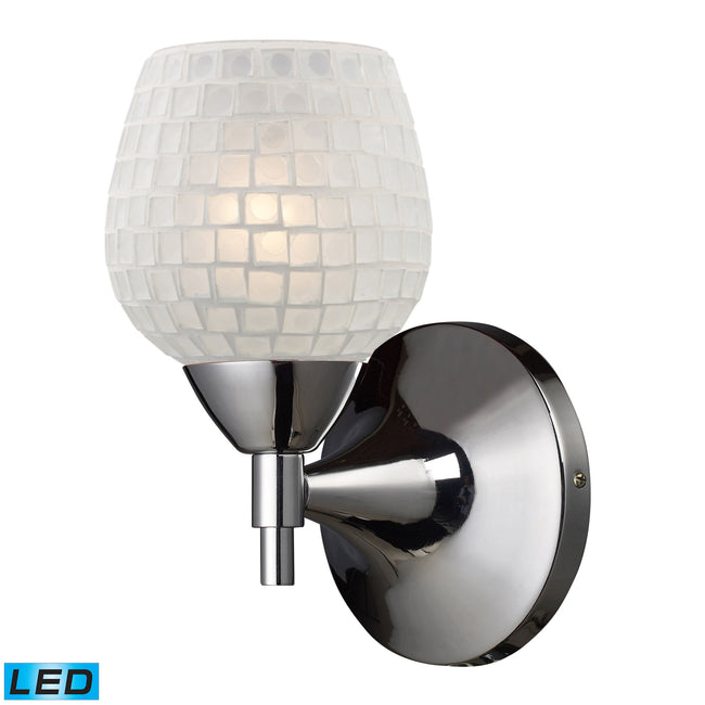 ELK Lighting 10150/1PC-WHT-LED - Celina 5" Wide 1-Light Wall Lamp in Polished Chrome with White Gla