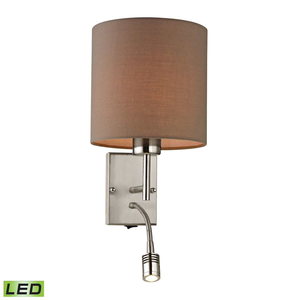 ELK Lighting 17151/2-LED - Regina 7" Wide 2-Light Wall Lamp in Brushed Nickel with Tan Shade - Incl