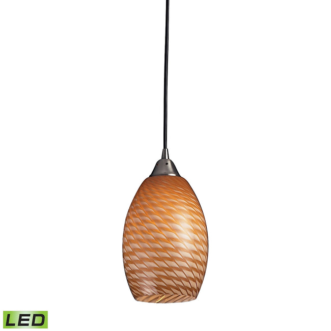 ELK Lighting 517-1C-LED - Mulinello 6" Wide 1-Light Mini Pendant in Satin Nickel with Coco Glass -