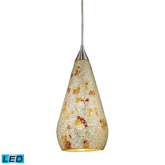 ELK Lighting 546-1SLVM-CRC-LED - Curvalo 6" Wide 1-Light Mini Pendant in Satin Nickel with Silver M