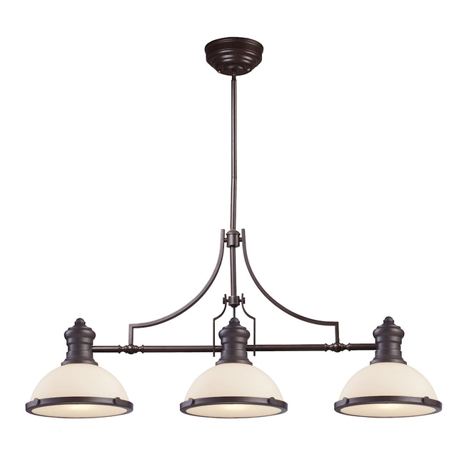 ELK Lighting 66635-3 - Chadwick 47" Wide 3-Light Linear Chandelier in Oiled Bronze with White Glass