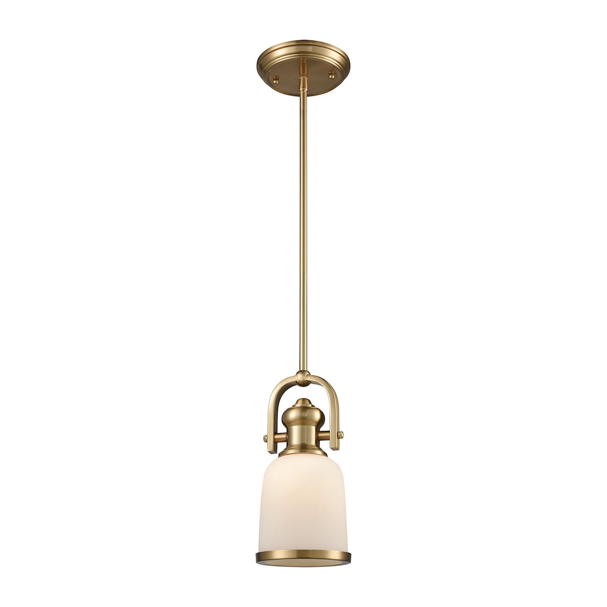 ELK Lighting 66691-1 - Brooksdale 5" Wide 1-Light Mini Pendant in Satin Brass with White Glass