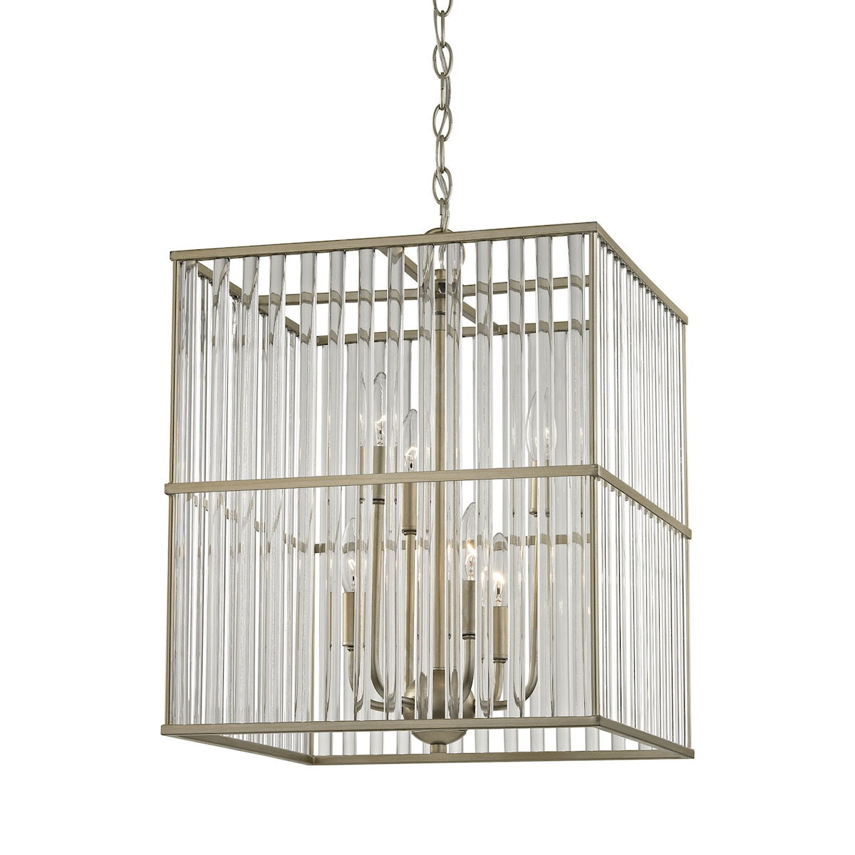 ELK Lighting 81097/6 - Ridley 16" Wide 6-Light Chandelier in Aged Silver with Oval Glass Rods