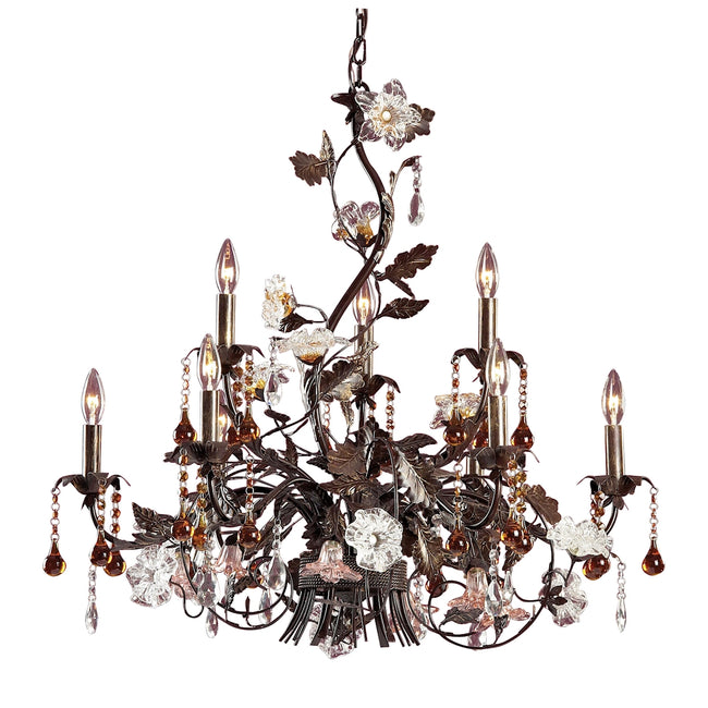 85003 - Cristallo Fiore 33'' Wide 9-Light Chandelier - Deep Rust