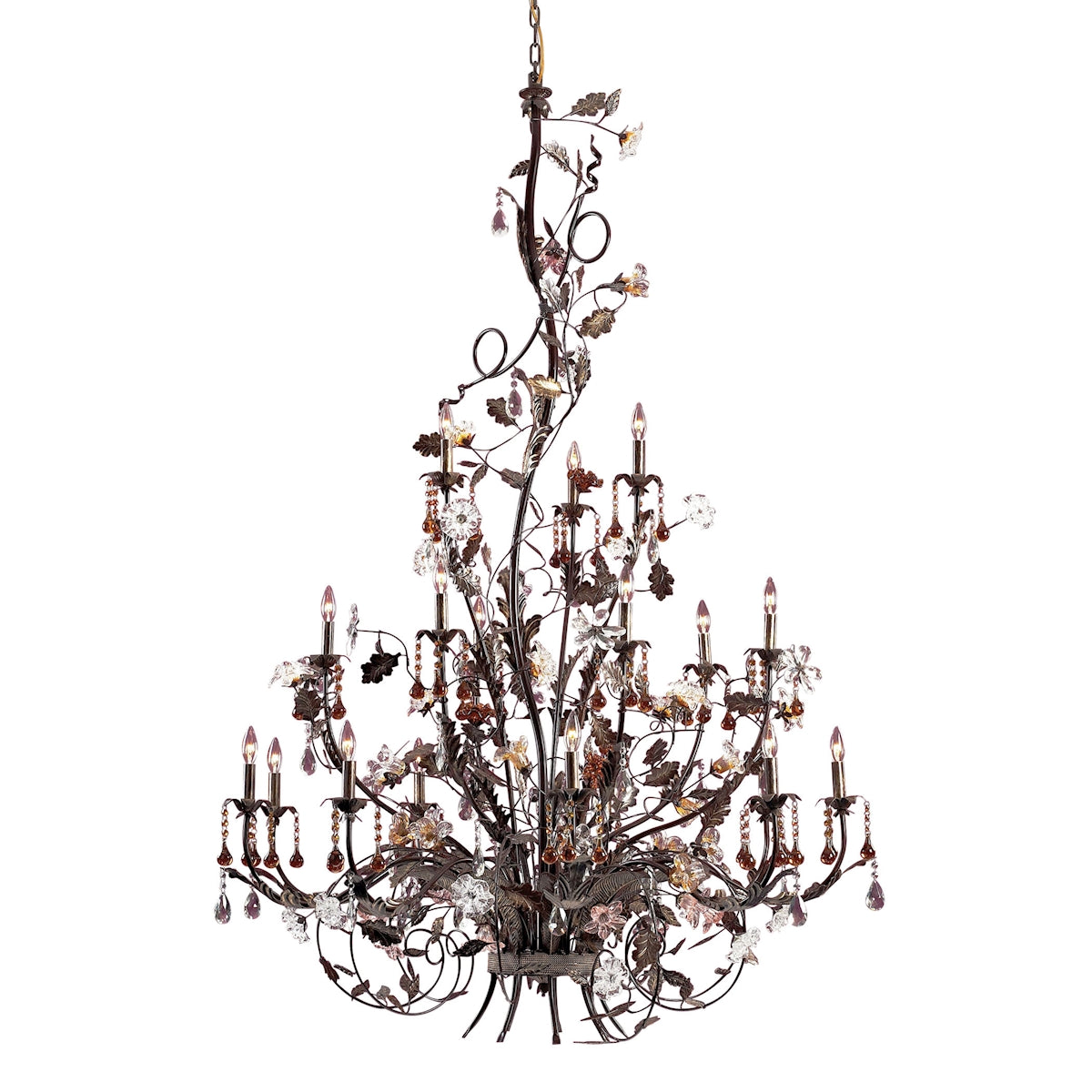 85004 - Cristallo Fiore 56'' Wide 18-Light Chandelier - Deep Rust