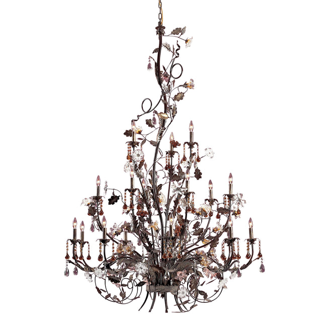 85004 - Cristallo Fiore 56'' Wide 18-Light Chandelier - Deep Rust