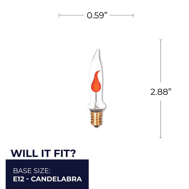 410303 - Clear Flicker Flame CA5 Light Bulb - 3 Watt - 14 Pack