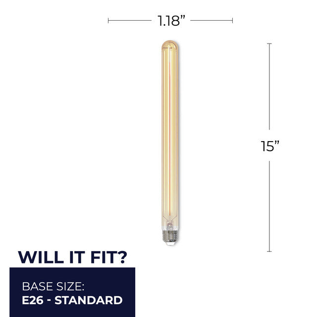 776719 - Filaments Dimmable Antique Glass 15" T9 LED Light Bulb - 5 Watt - 2100K - 4 Pack