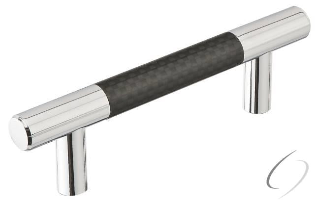 86380US26 Carbon Fiber Black 6" Bar Pull Bright Satin Nickel Finish