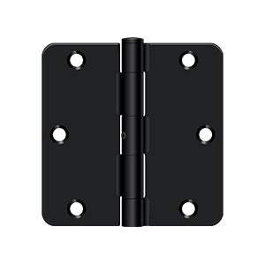 S35R4N1B 3-1/2" x 3-1/2" x 1/4" Radius Hinge Non Removable Pin; Paint Black Finish