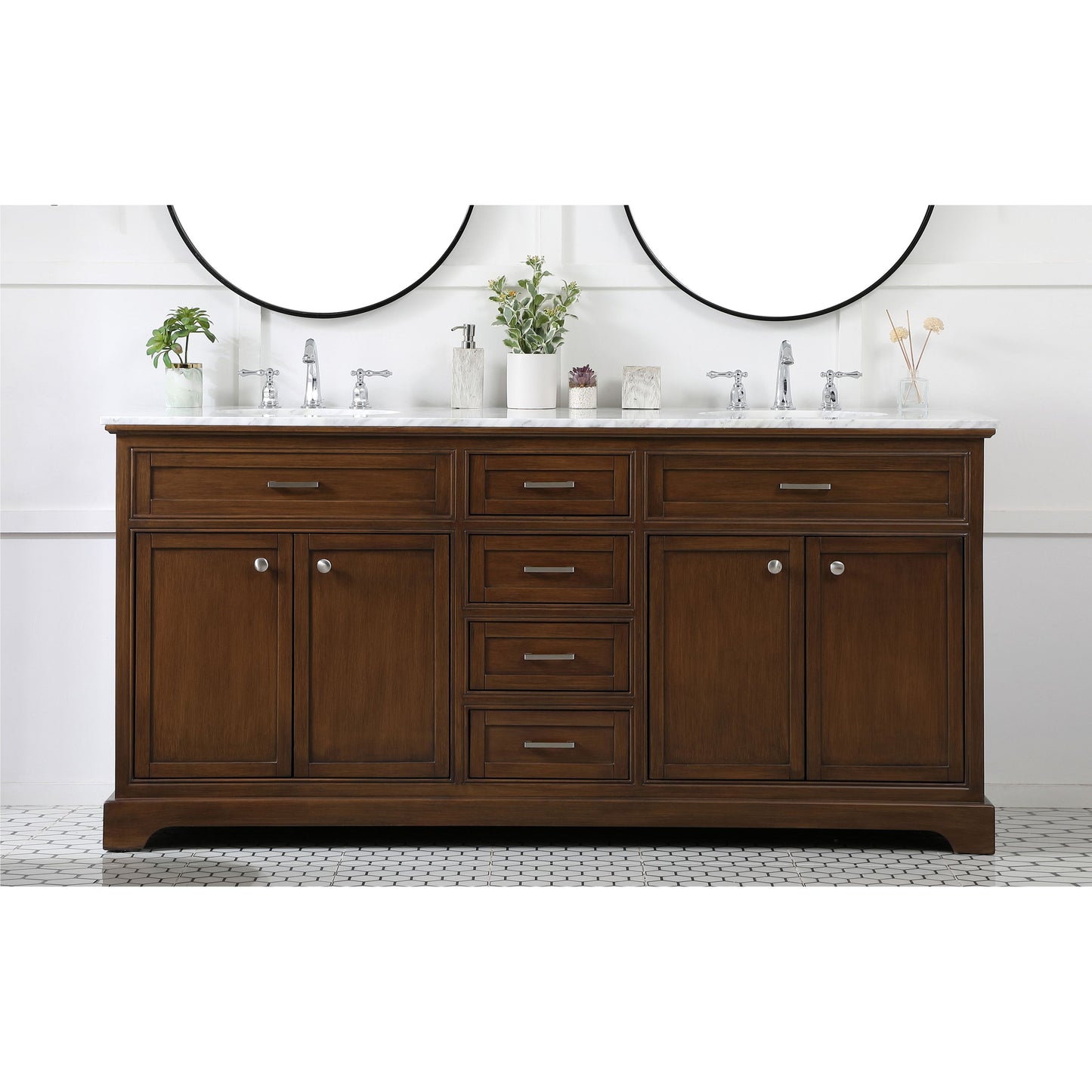 VF15072DTK 72" Double Bathroom Vanity in Teak