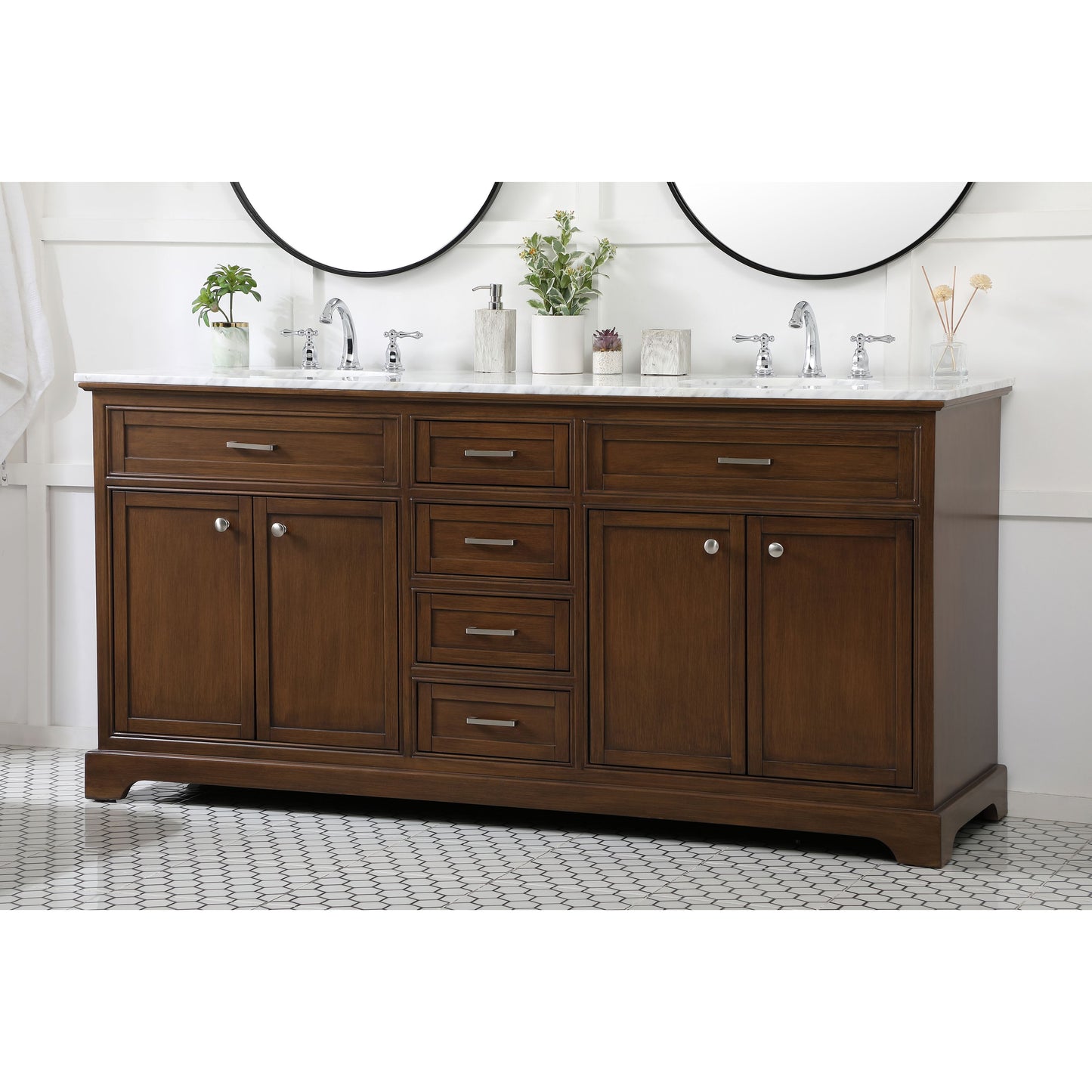 VF15072DTK 72" Double Bathroom Vanity in Teak