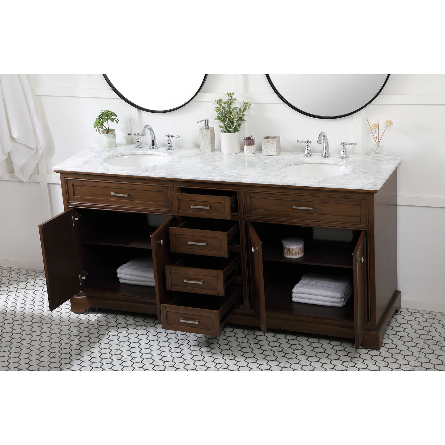 VF15072DTK 72" Double Bathroom Vanity in Teak