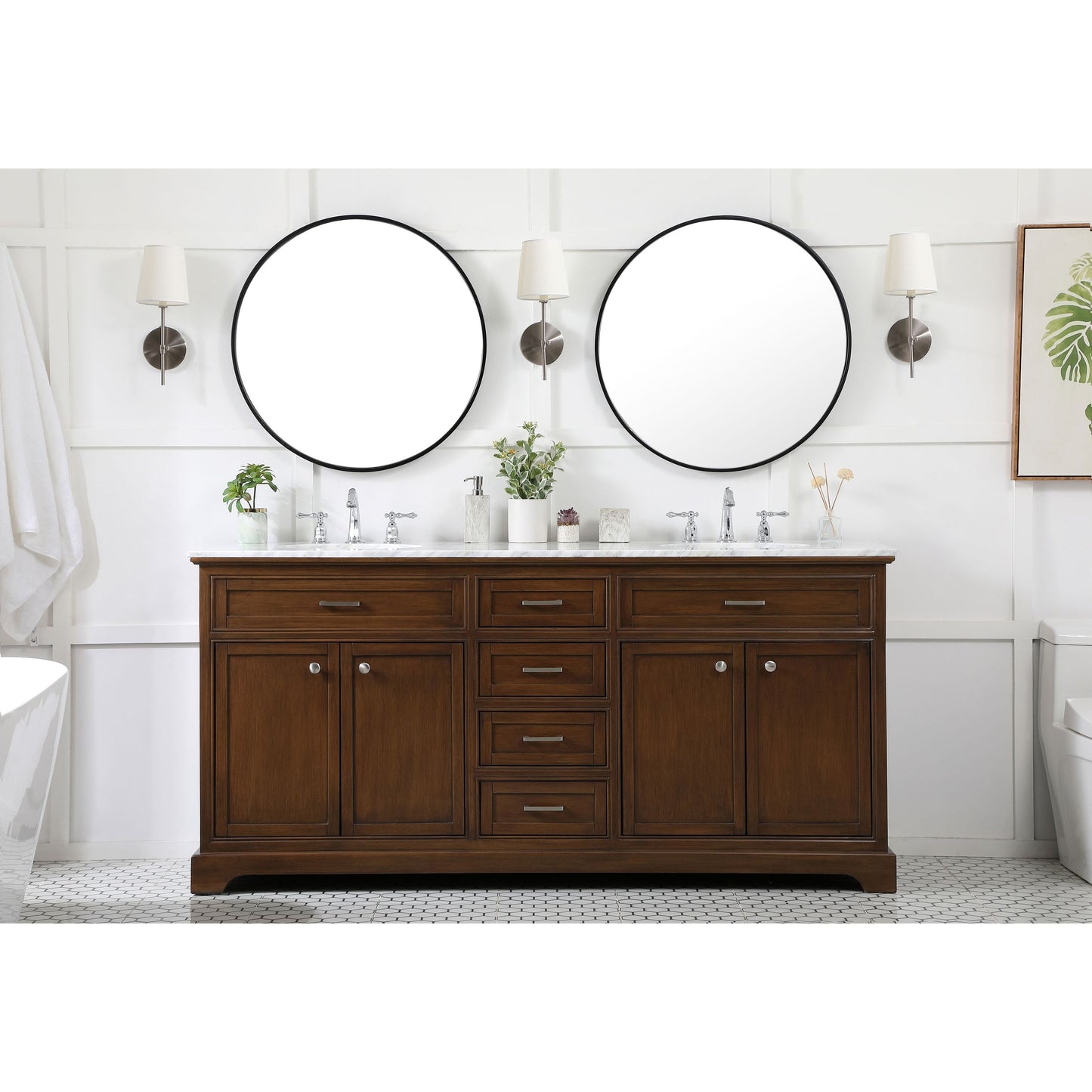 VF15072DTK 72" Double Bathroom Vanity in Teak