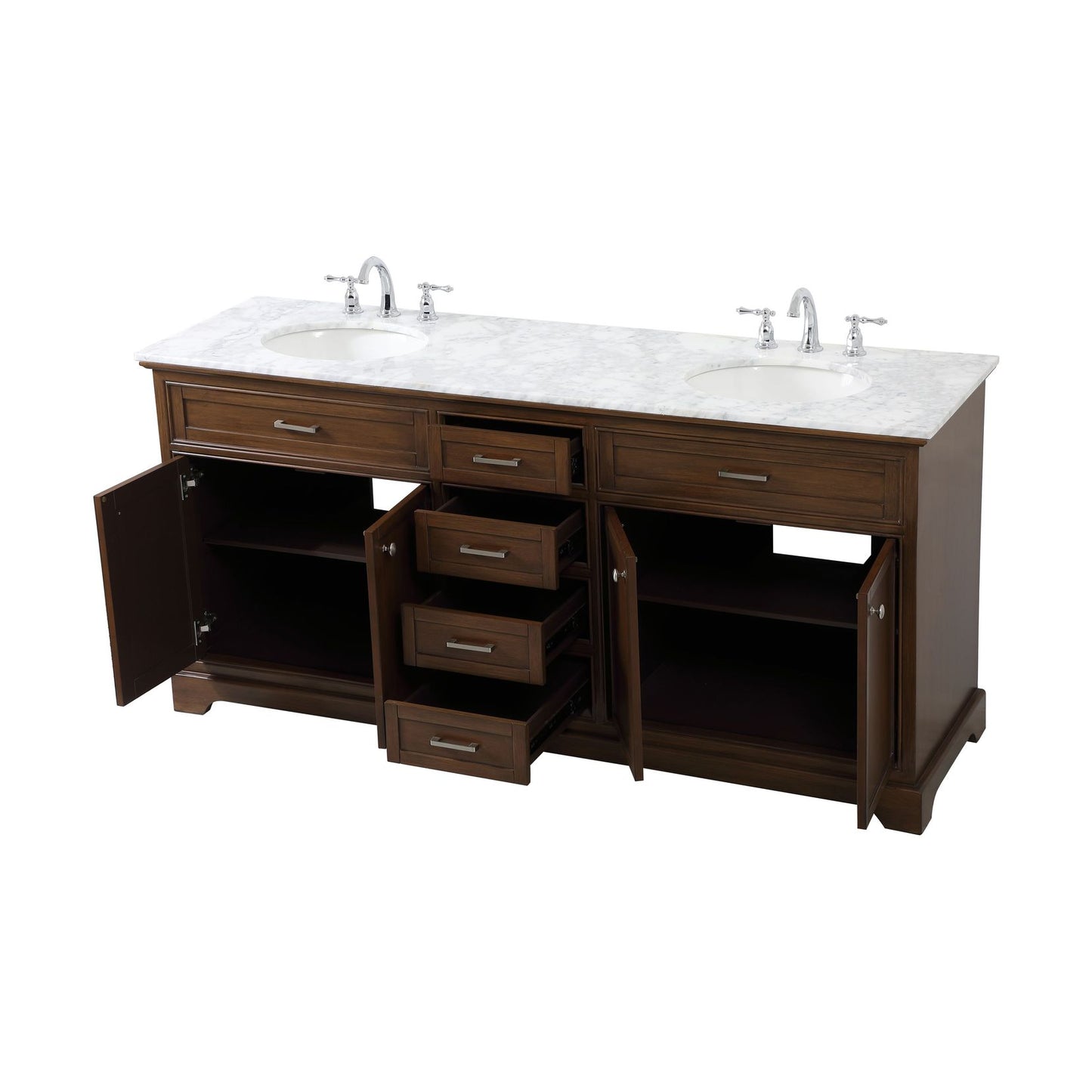 VF15072DTK 72" Double Bathroom Vanity in Teak