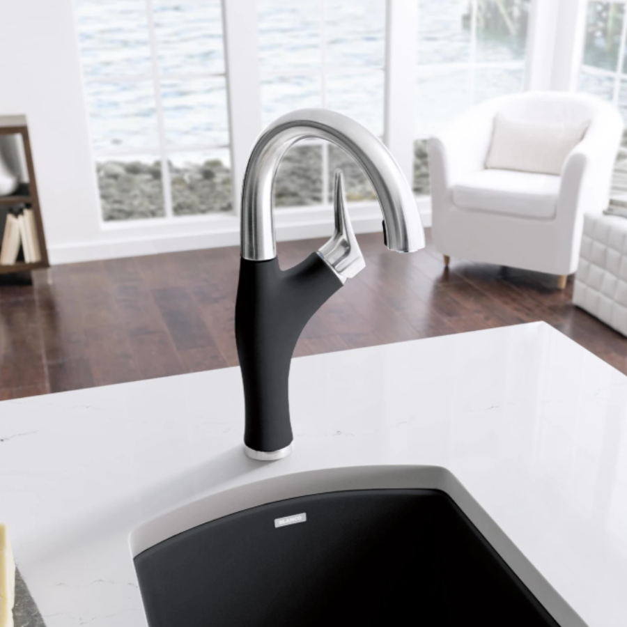 526387 - Artona Pull-Down Dual-Spray Bar Faucet - PVD Steel/Coal Black