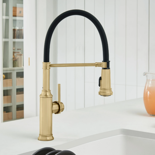 442982 - Empressa Semi-Pro Pull-Down Dual-Spray Kitchen Faucet - Satin Gold