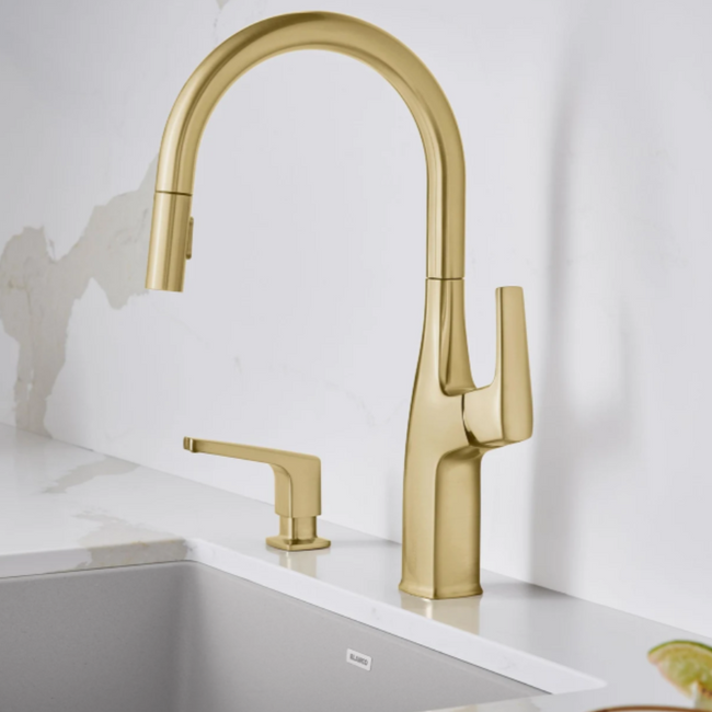 442985 - Rivana High-Arc Pull-Down Dual-Spray Kitchen Faucet - Satin Gold