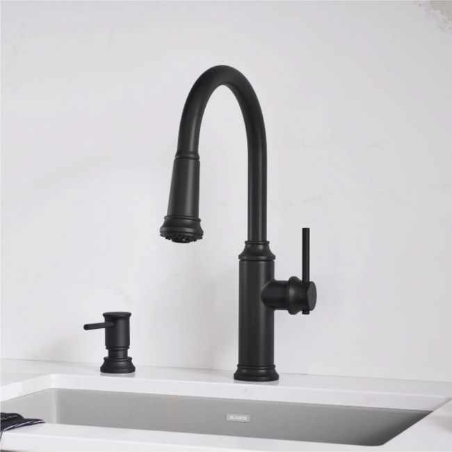 443262 - Empressa High Arc Pull-Down Dual-Spray Kitchen Faucet - Satin Dark Steel