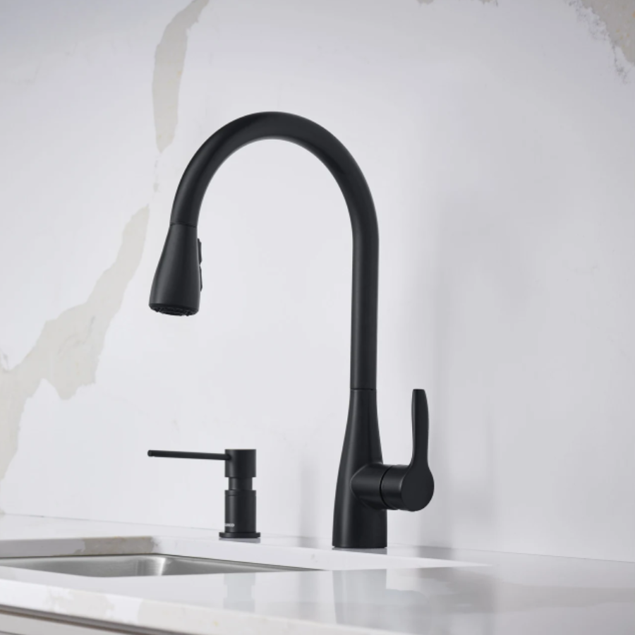 443028 - Artona Pull-Down Dual-Spray Kitchen Faucet - PVD Steel/Coal Black