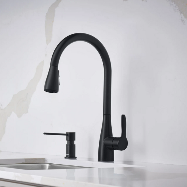 443028 - Artona Pull-Down Dual-Spray Kitchen Faucet - PVD Steel/Coal Black