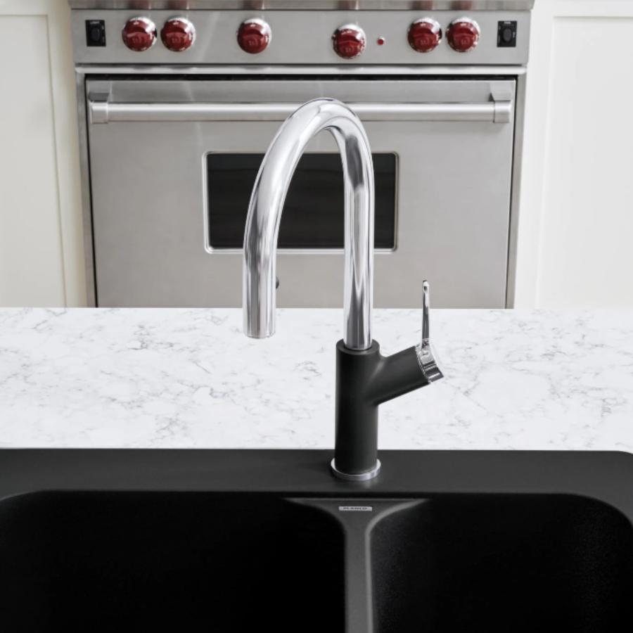 526392 -Urbena Pull-Down Dual-Spray Kitchen Faucet - Chrome/Anthracite