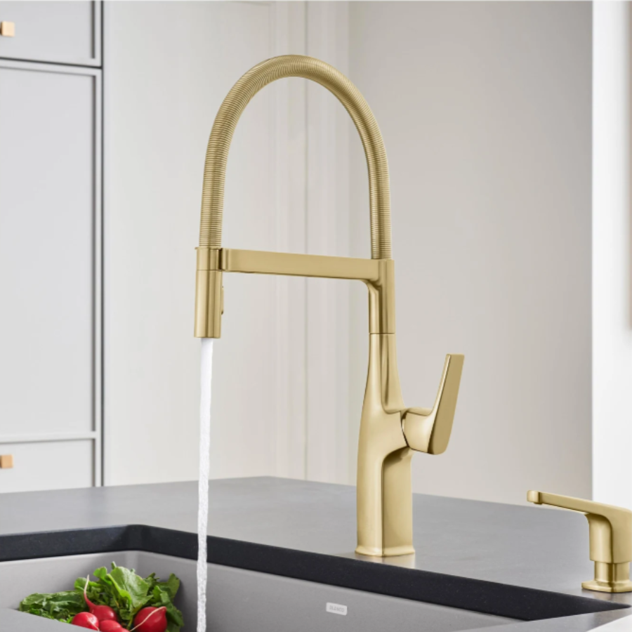 442984 - Rivana Semi-Pro Pull-Down Dual-Spray Kitchen Faucet - Satin Gold