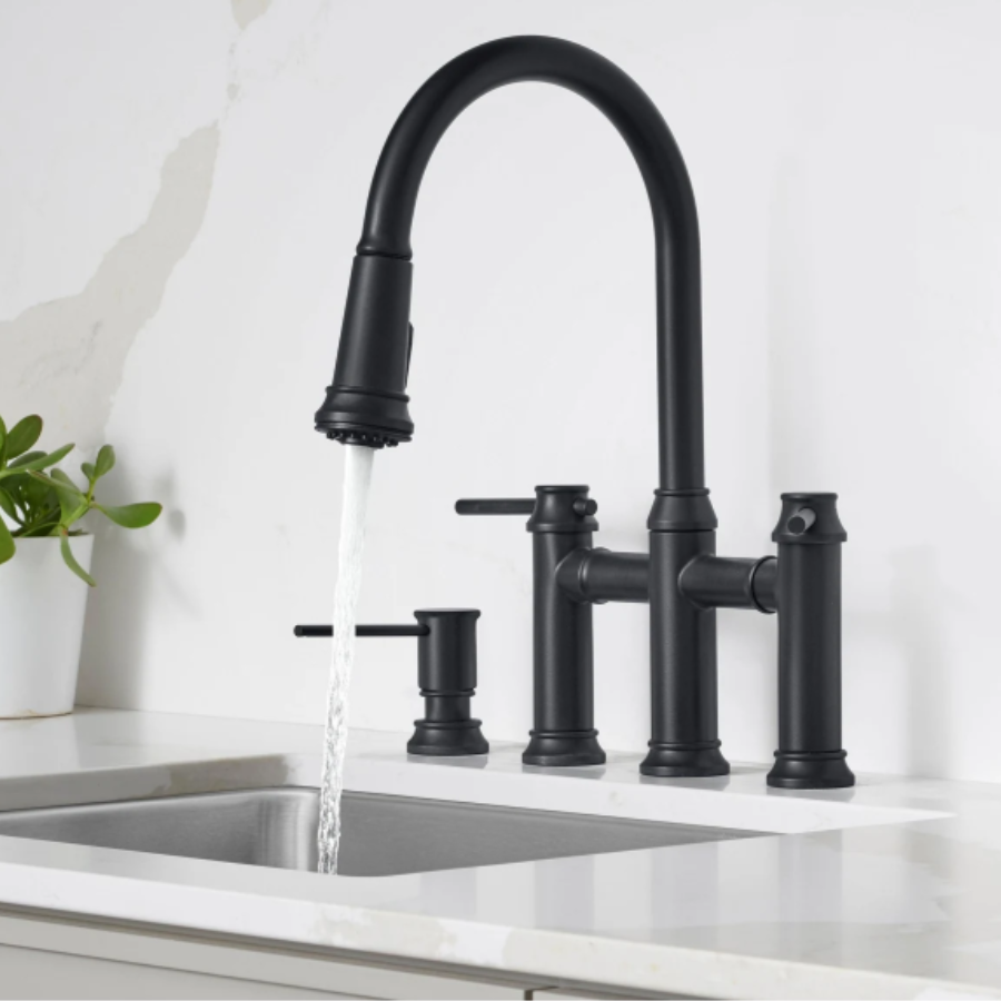 443024 - Empressa Pull-Down Dual-Spray Bridge Faucet - Matte Black