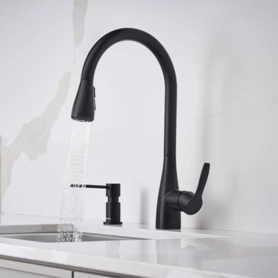 443028 - Artona Pull-Down Dual-Spray Kitchen Faucet - PVD Steel/Coal Black