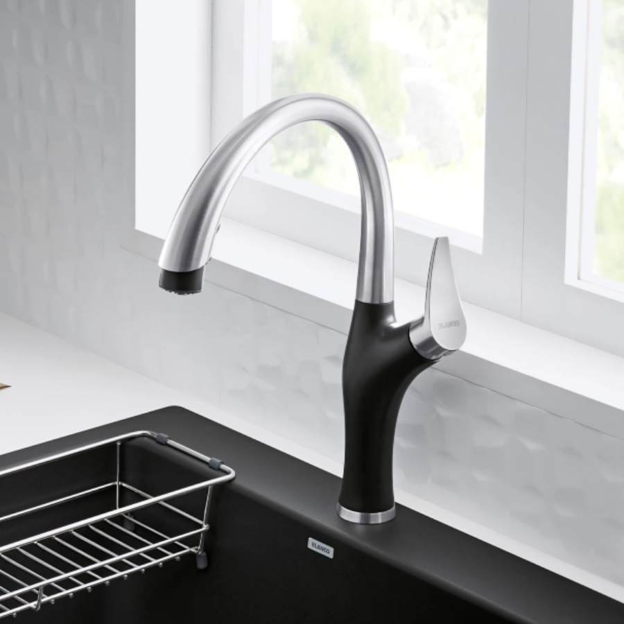 526401- Artona Pull-Down Dual-Spray Kitchen Faucet - PVD Steel/Coal Black