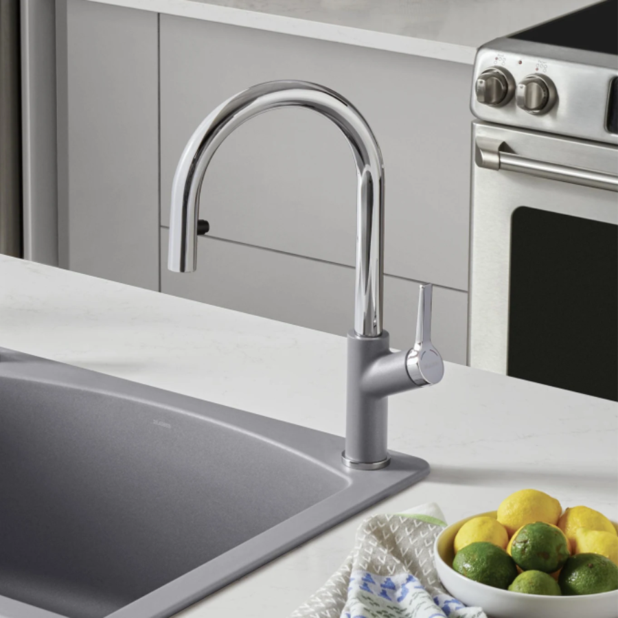 526933 - Urbena Pull-Down Dual-Spray Kitchen Faucet - Chrome/Volcano Gray