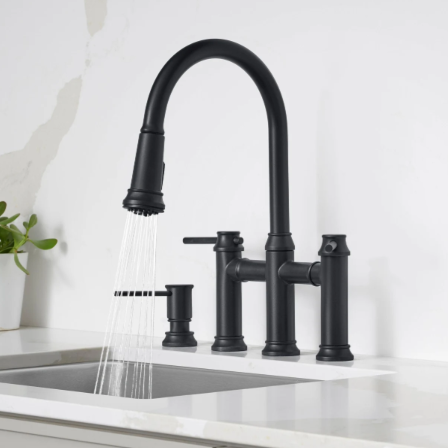 443024 - Empressa Pull-Down Dual-Spray Bridge Faucet - Matte Black