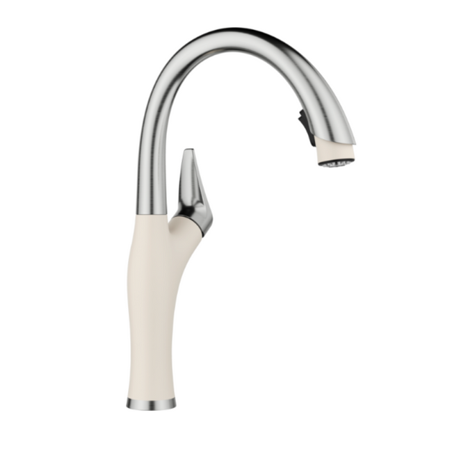 443040 - Artona Pull-Down Dual-Spray Kitchen Faucet - PVD Steel/Soft White