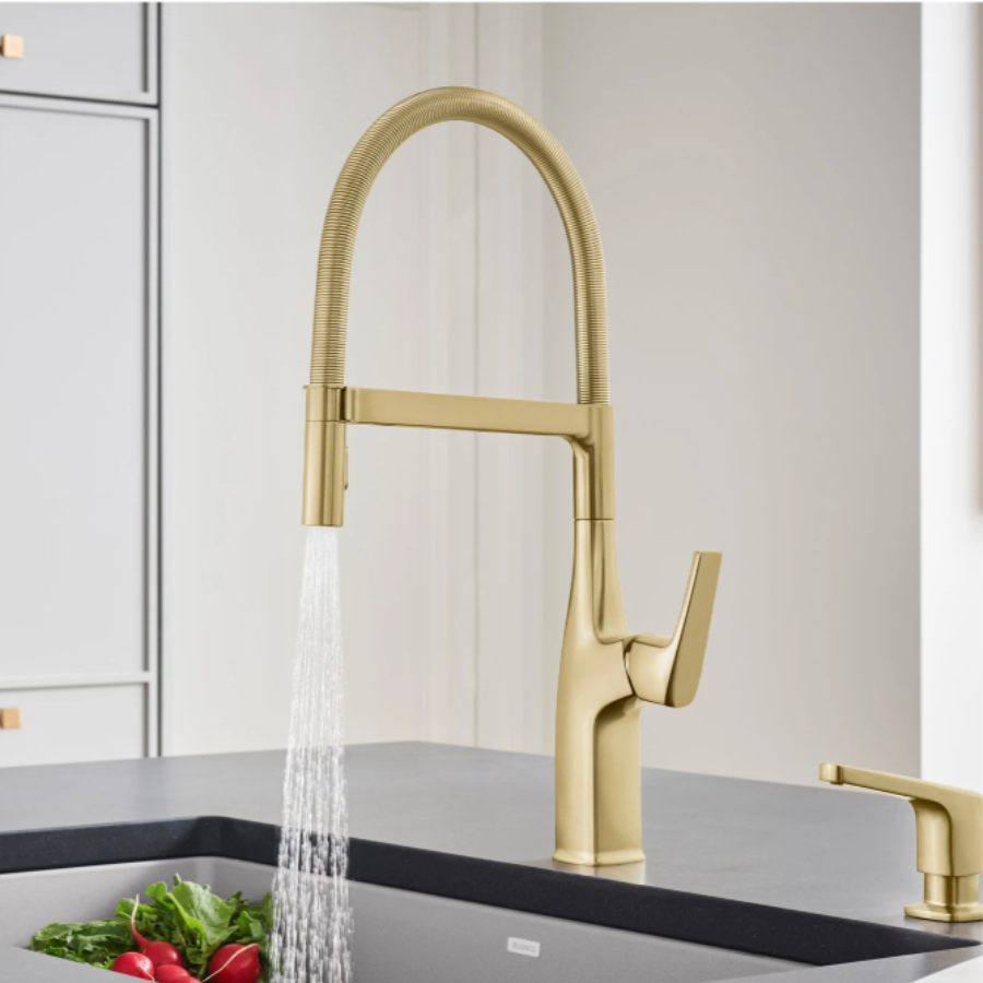 442984 - Rivana Semi-Pro Pull-Down Dual-Spray Kitchen Faucet - Satin Gold