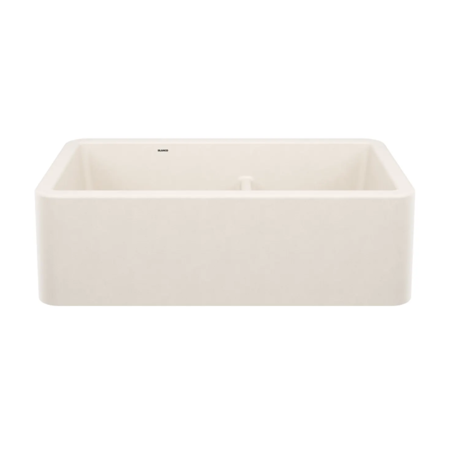 443078 - Ikon SILGRANIT 33" Double Bowl Apron-Front Farmhouse Sink with Low Divide - Soft White