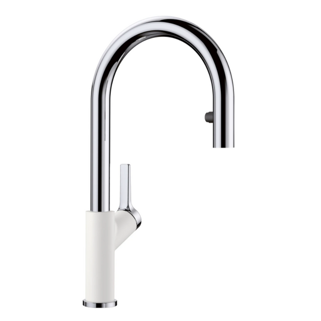 526391- Urbena Pull-Down Dual-Spray Kitchen Faucet - Chrome/White