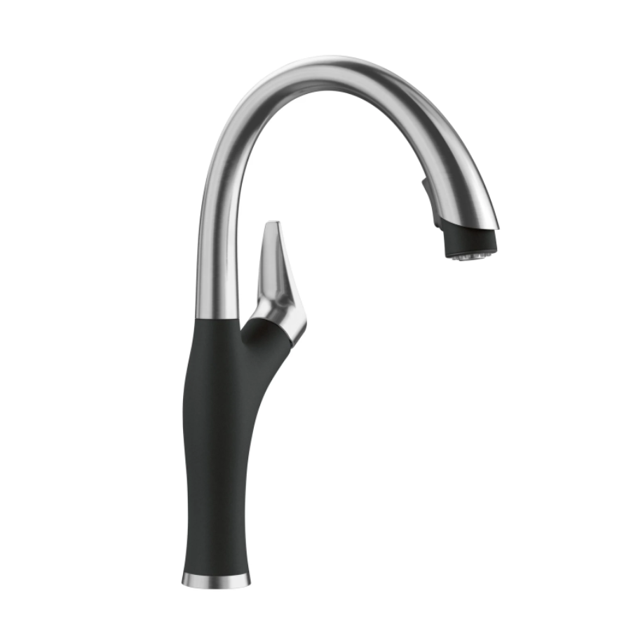 526401- Artona Pull-Down Dual-Spray Kitchen Faucet - PVD Steel/Coal Black