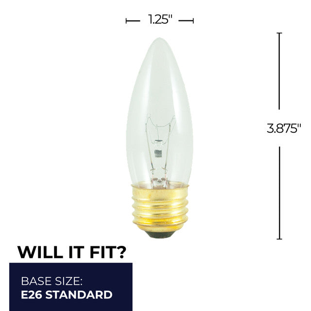 495040 - Specialty Clear B10 LED Light Bulb - 40 Watt - 2700K - 50 Pack