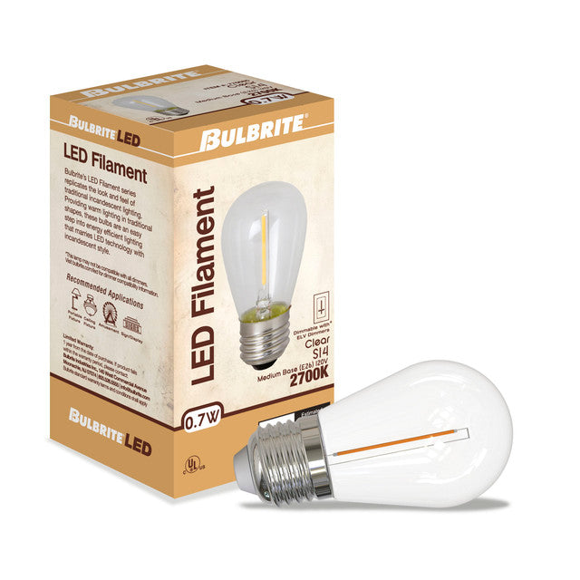 776785 - Filaments Dimmable Clear Glass S14 LED Light Bulb - 1 Watt - 2700K - 10 Pack