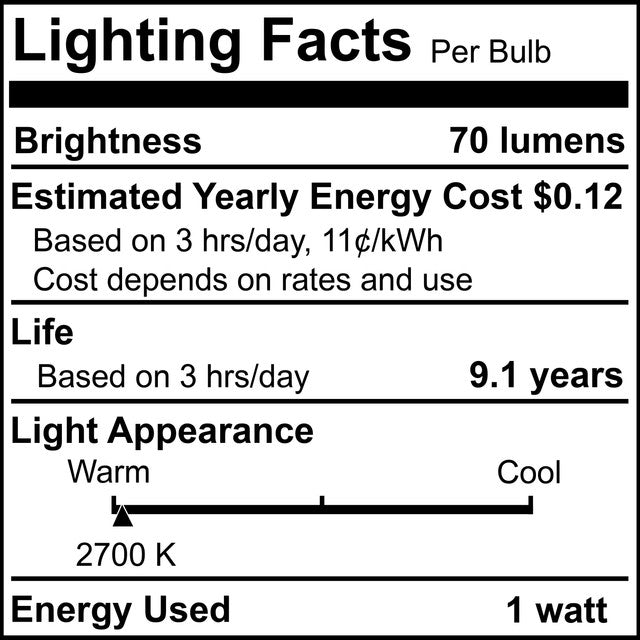 776785 - Filaments Dimmable Clear Glass S14 LED Light Bulb - 1 Watt - 2700K - 10 Pack