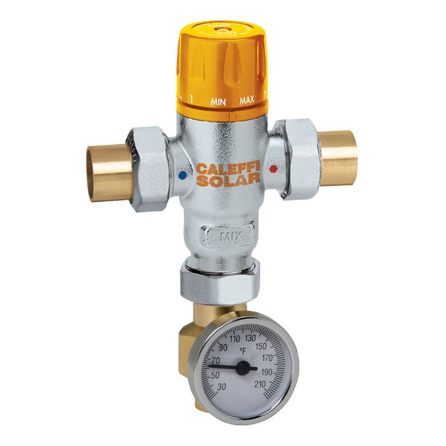 252158A - Adjustable Thermostatic Solar Mixing Valve with Temp Gauge - 3/4" Sweat