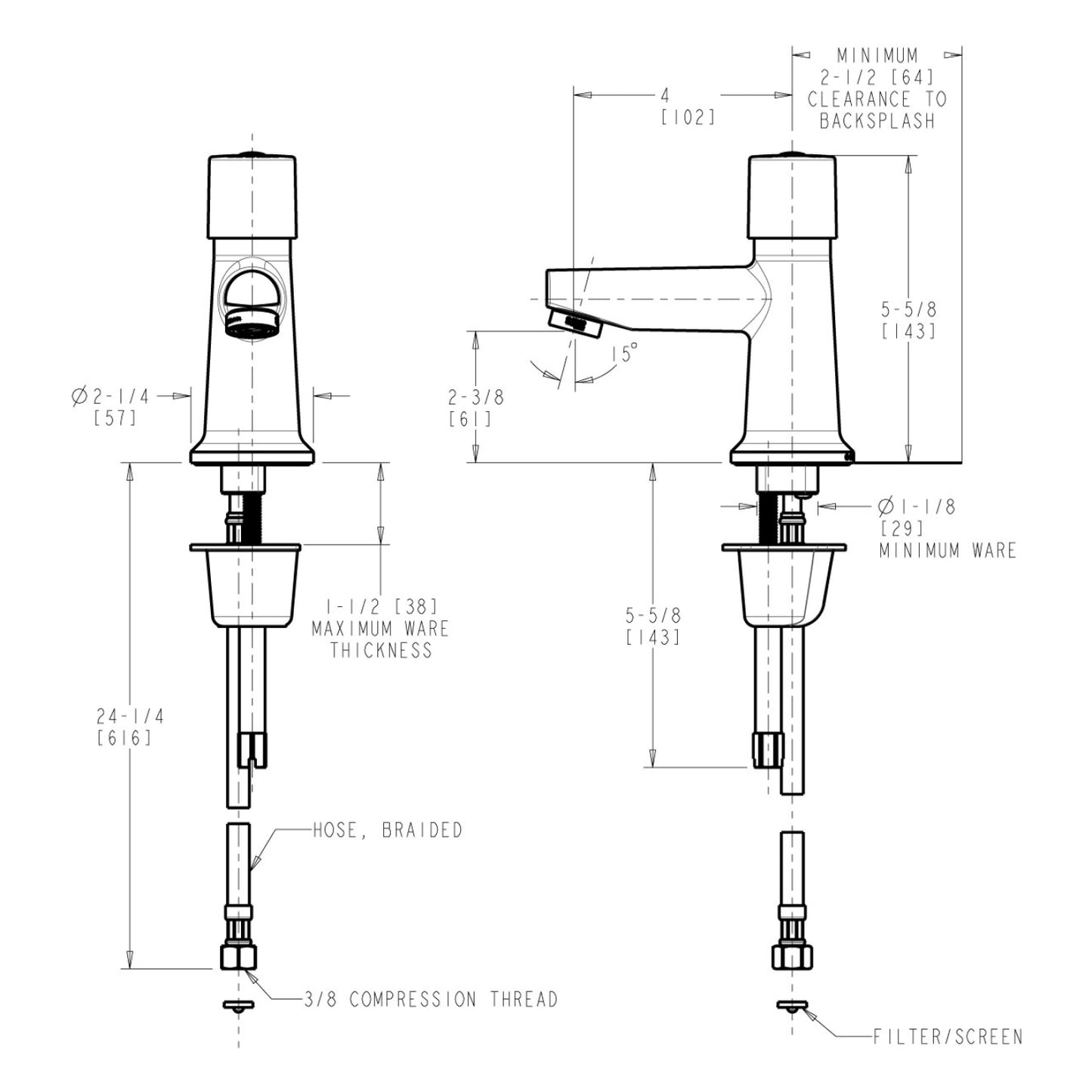 3500 Series 1.5 GPM Deck Mount Metering Faucet - Chrome