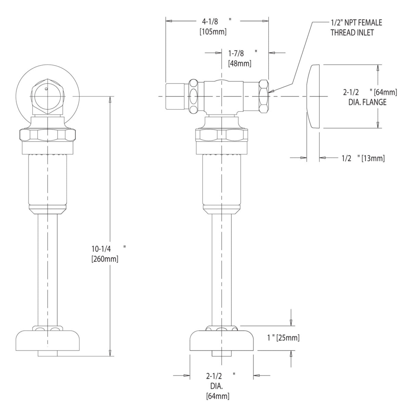 732-VBCP - 732 Series Universal Metering Angled Urinal Valve