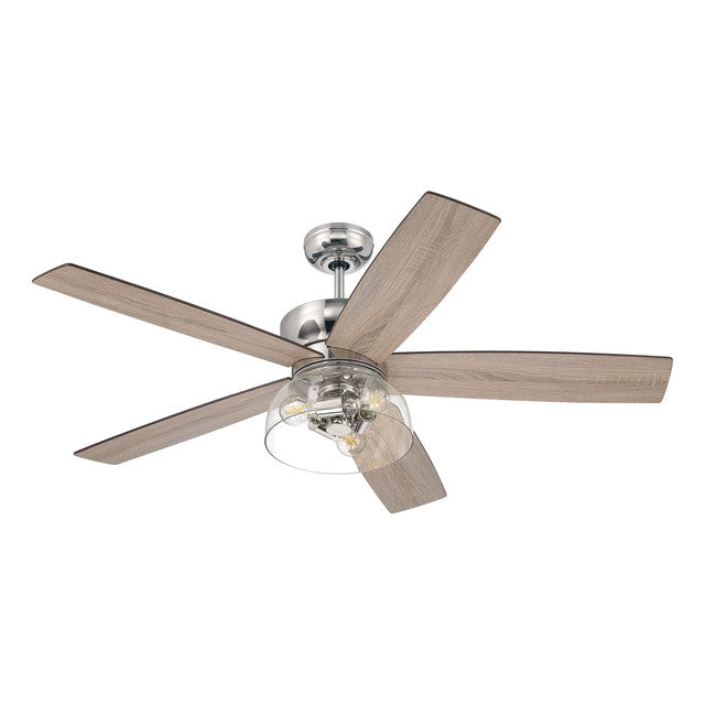 GBN52PLN5 - Gibson 52" 5 Blade Ceiling Fan with Light Kit - Wi-Fi Remote Control - Polished Nickel