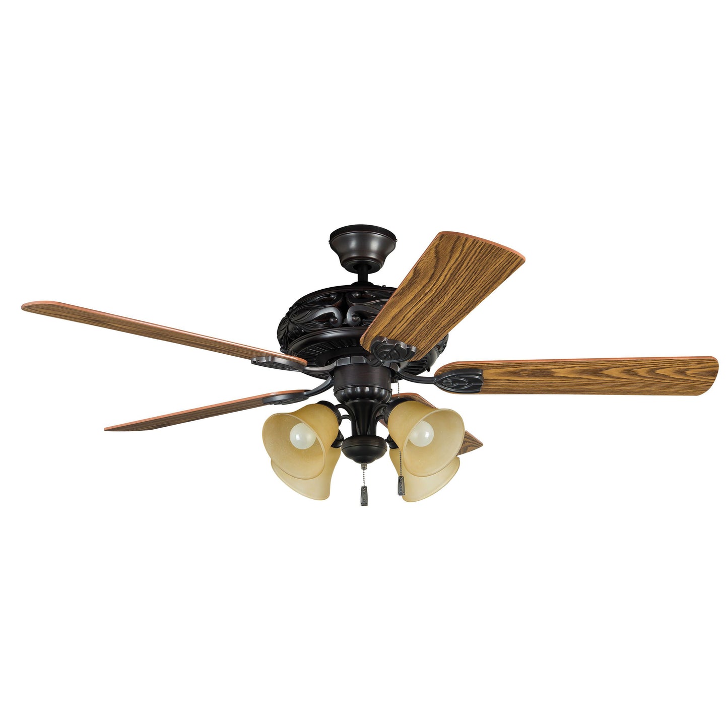 GD52ABZ5C - Grandeur 52" 5 Blade Ceiling Fan with Light Kit - Pull Chain - Aged Bronze Brushed