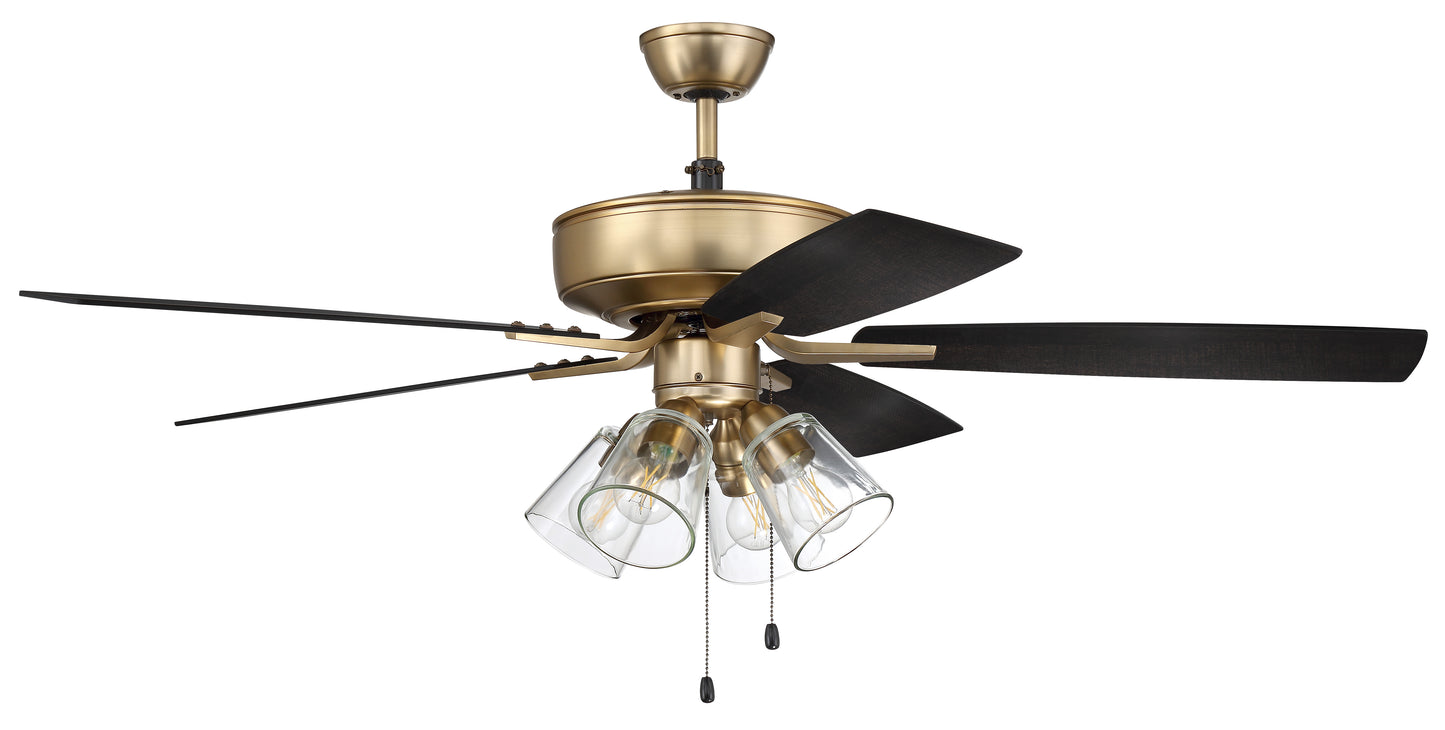 P104SB5-52BWNFB - Pro Plus 104 52" 5 Blade Ceiling Fan with Light Kit - Pull Chain - Satin Brass