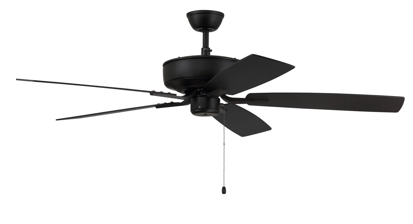 P52FB5-52FBGW - Pro Plus 52" 5 Blade Ceiling Fan - Pull Chain - Flat Black